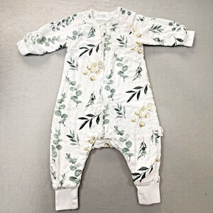 LifeTree Bamboo Cotton Size M Baby Sleeper Footless Pajamas Sustainable Floral